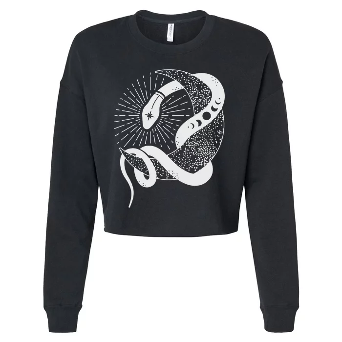 Snake Mystic Moon Cropped Pullover Crew