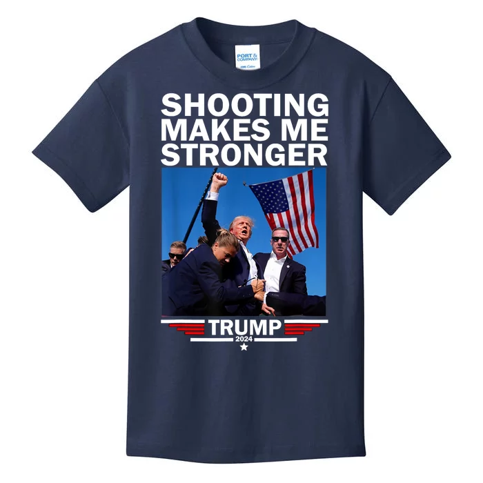 Shooting Makes Me Stronger Donald Trump 2024 Shot Assassination Attempt Kids T-Shirt