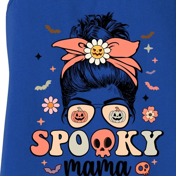 Spooky Mama Messy Bun Matching Mama And Mini Halloween Gift Women's Racerback Tank