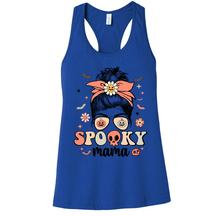 Spooky Mama Messy Bun Matching Mama And Mini Halloween Gift Women's Racerback Tank