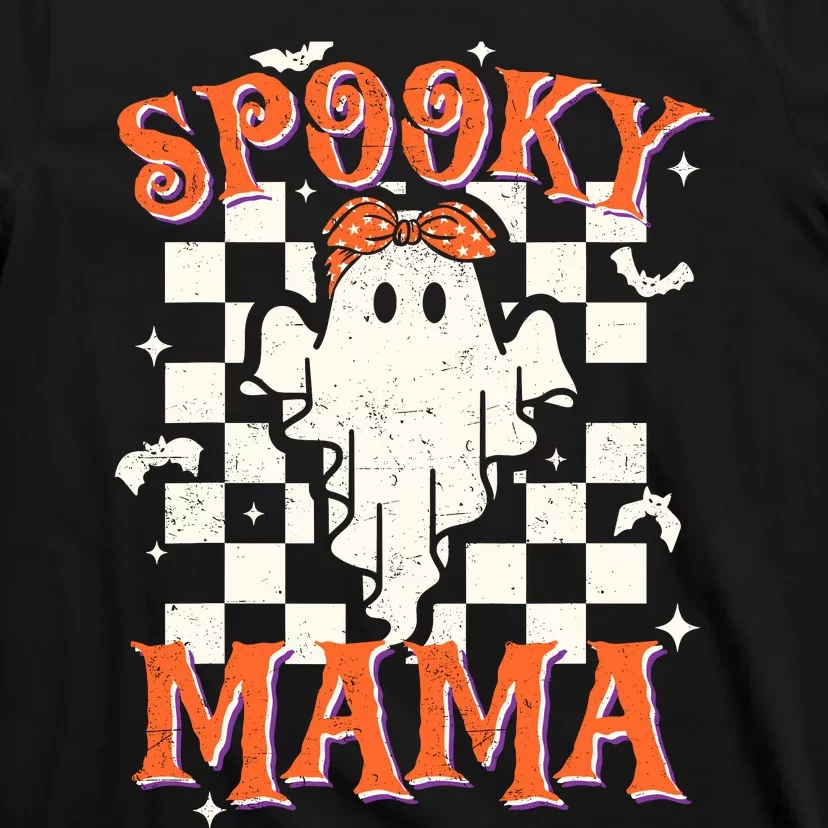 Spooky Mama Mom Cute Ghost Retro Spooky Season Halloween T-Shirt