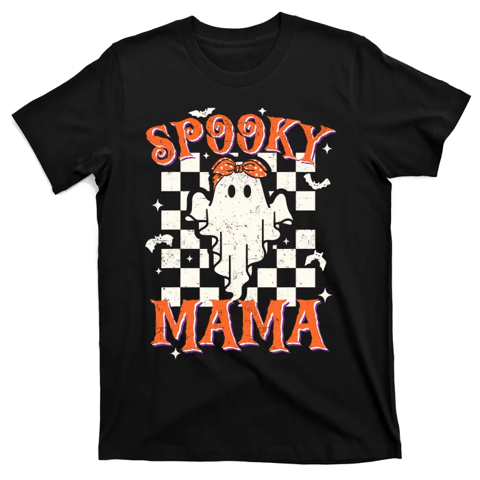 Spooky Mama Mom Cute Ghost Retro Spooky Season Halloween T-Shirt