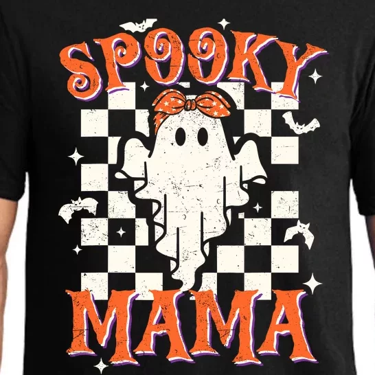 Spooky Mama Mom Cute Ghost Retro Spooky Season Halloween Pajama Set