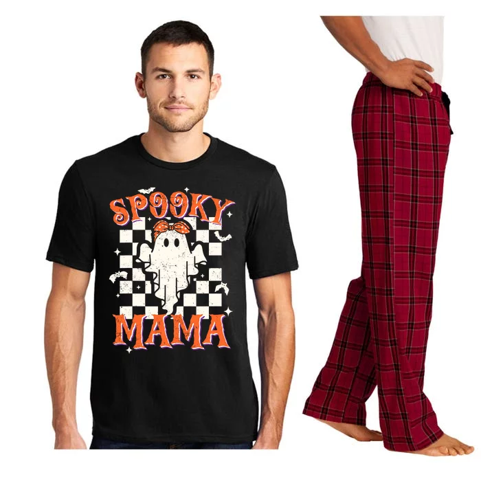 Spooky Mama Mom Cute Ghost Retro Spooky Season Halloween Pajama Set