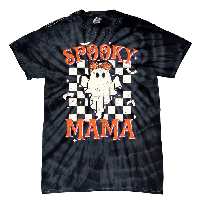 Spooky Mama Mom Cute Ghost Retro Spooky Season Halloween Tie-Dye T-Shirt