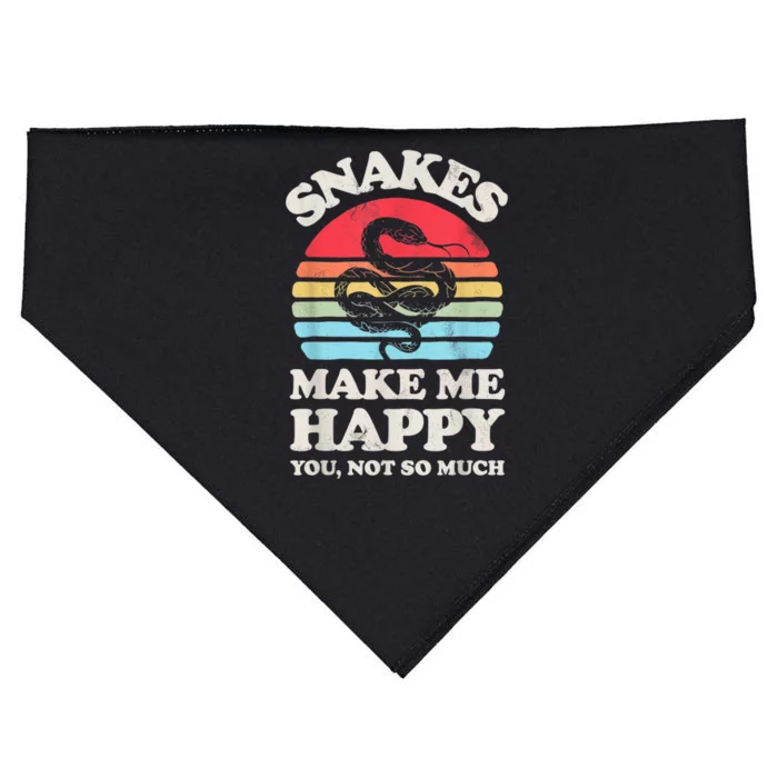 Snakes Make Me Happy You Not So Much Snake Reptile Retro Men USA-Made Doggie Bandana