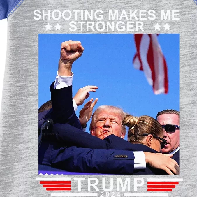 Shooting Makes Me Stronger Trump 2024 Infant Baby Jersey Bodysuit