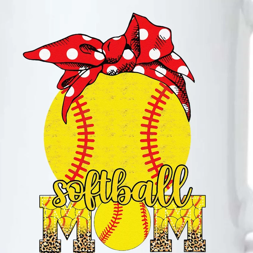 Softball Mom Messy Bun Leopard Softball Mothers Day Black Color Changing Mug