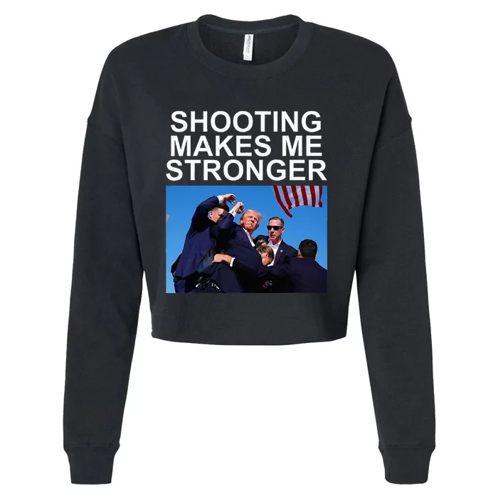 Shooting Makes Me Stronger Trump 2024 Cropped Pullover Crew