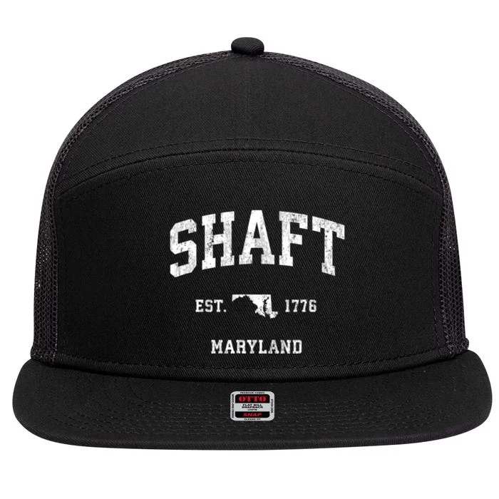 Shaft Maryland Md Vintage Established Athletic Sports Design 7 Panel Mesh Trucker Snapback Hat