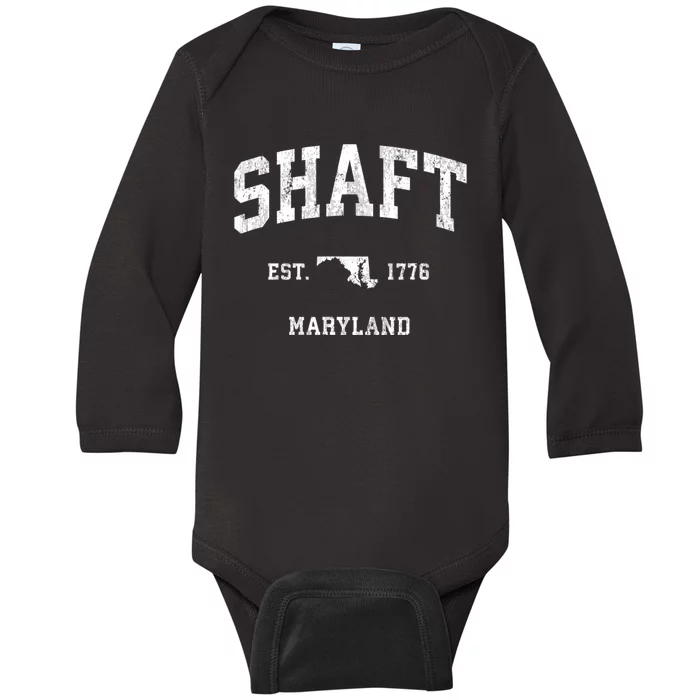 Shaft Maryland Md Vintage Established Athletic Sports Design Baby Long Sleeve Bodysuit