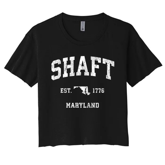 Shaft Maryland Md Vintage Established Athletic Sports Design Women's Crop Top Tee