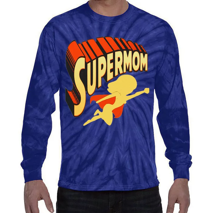 Super Mom Mothers Day & Birthday Gift For Mom Super Hero Tie-Dye Long Sleeve Shirt