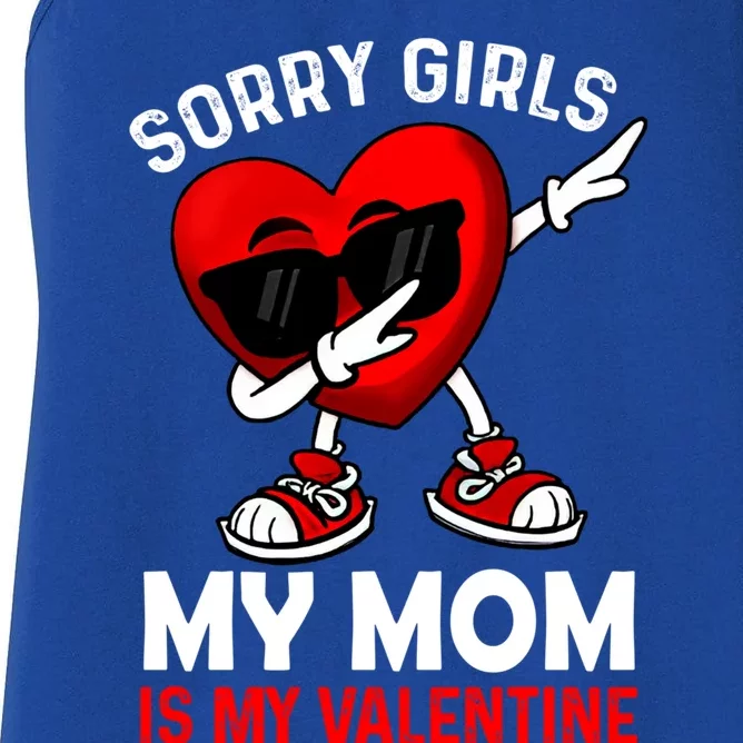 Sorry My Mom Is My Valentine Dabbing Heart Sunglasses Cool Gift Women's Racerback Tank