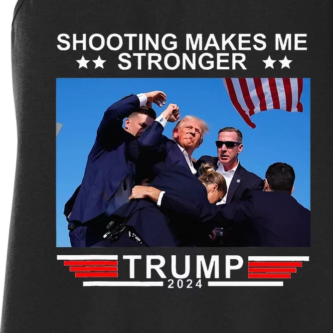 Shooting Makes Me Stronger Trump 2024 Women's Racerback Tank