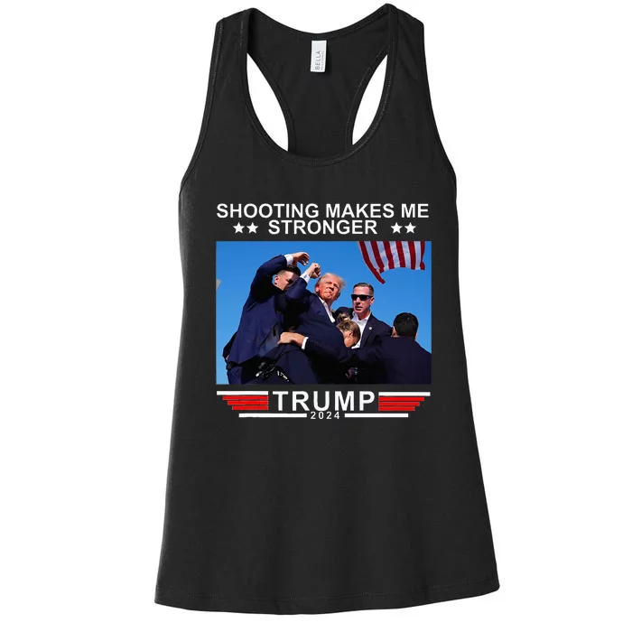 Shooting Makes Me Stronger Trump 2024 Women's Racerback Tank