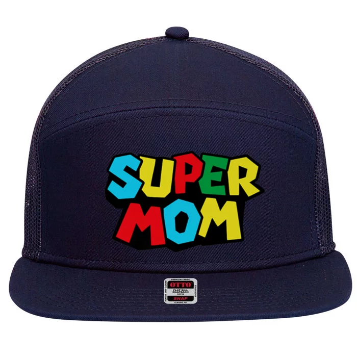 Super Mom Mommio Mommy Funny Color 7 Panel Mesh Trucker Snapback Hat