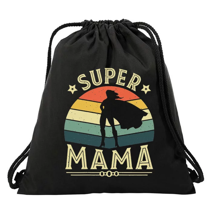 Super Mama Mothers Day Mommy Vintage Mom Drawstring Bag