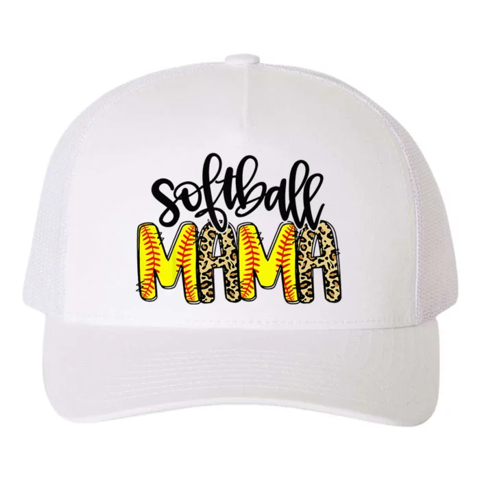 Softball Mama Mom Life Leopard Baseball Mother's Day Yupoong Adult 5-Panel Trucker Hat