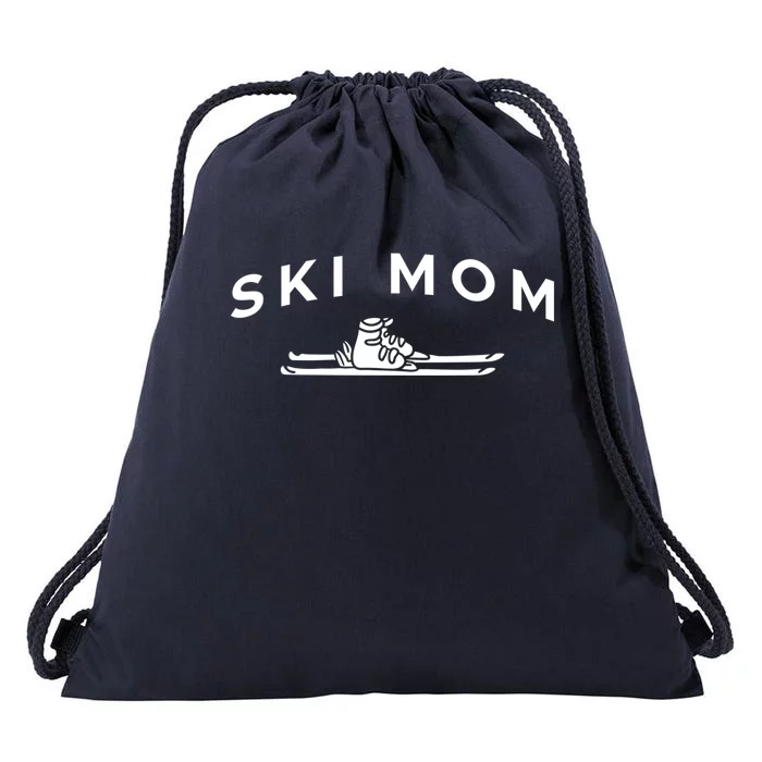 Ski Mom Mother Skiing Gift Drawstring Bag