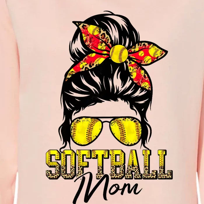 Softball Mom Messy Bun Mama Softball Game Day Mothers Day Womens California Wash Sweatshirt