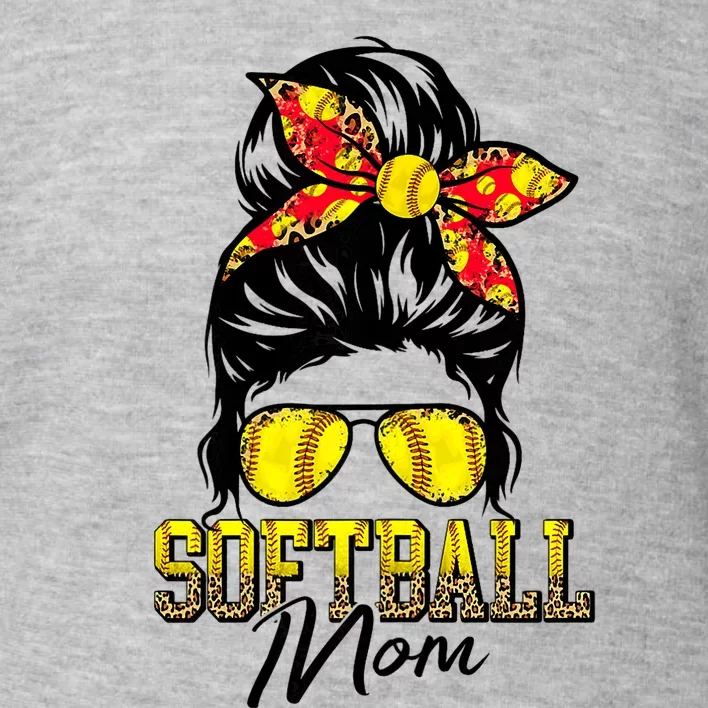 Softball Mom Messy Bun Mama Softball Game Day Mothers Day Toddler Sweatshirt