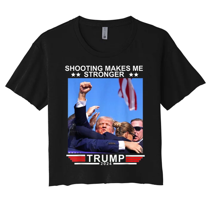 Shooting Makes Me Stronger Trump 2024 Women's Crop Top Tee