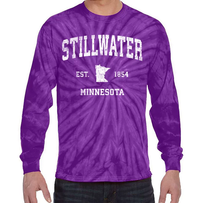 Stillwater Minnesota Mn Vintage Established Sports Design Tie-Dye Long Sleeve Shirt