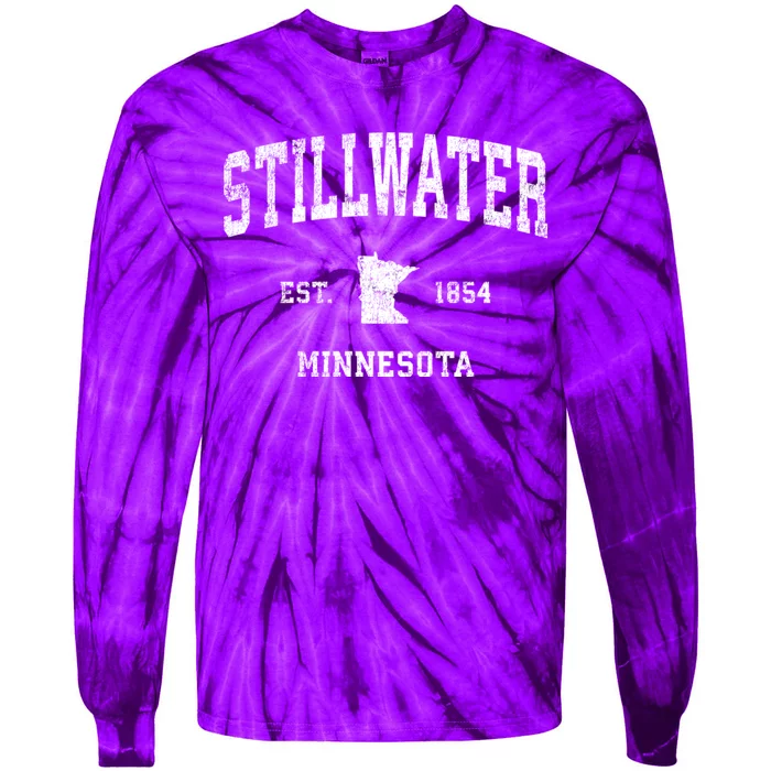 Stillwater Minnesota Mn Vintage Established Sports Design Tie-Dye Long Sleeve Shirt