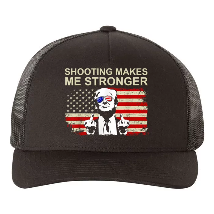 Shooting Makes Me Stronger Trump 2024 Yupoong Adult 5-Panel Trucker Hat