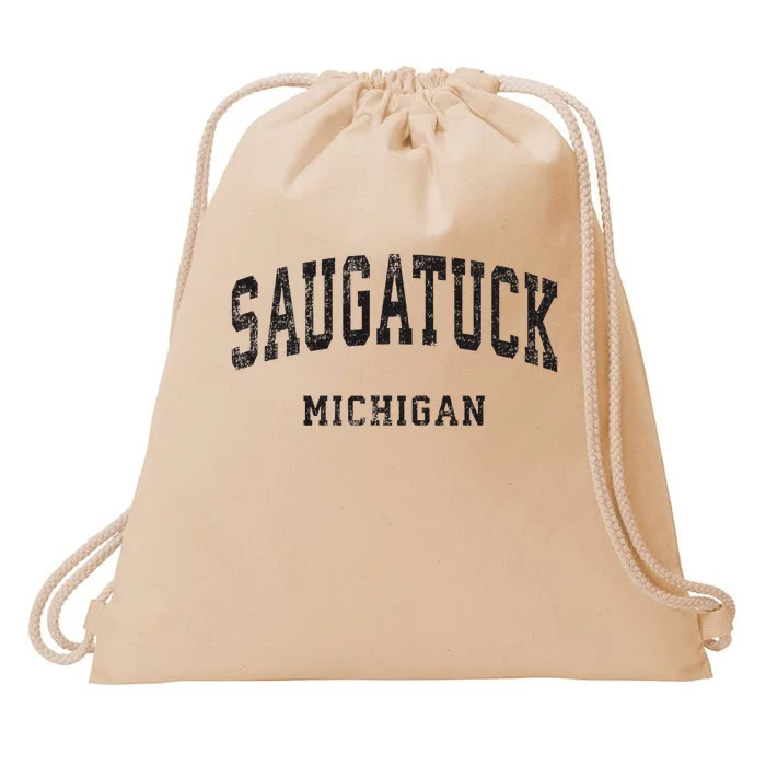 Saugatuck Michigan Mi Vintage Athletic Sports Design Drawstring Bag