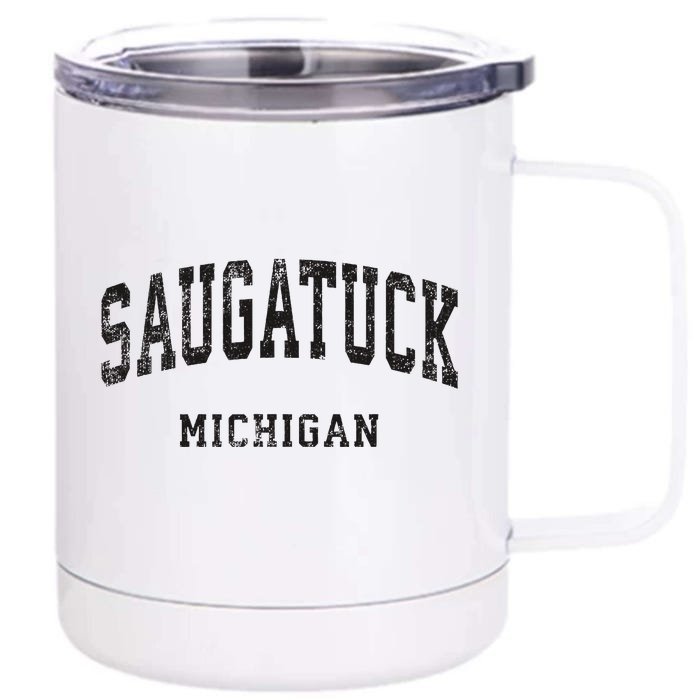 Saugatuck Michigan Mi Vintage Athletic Sports Design Front & Back 12oz Stainless Steel Tumbler Cup