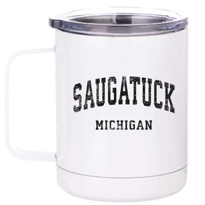 Saugatuck Michigan Mi Vintage Athletic Sports Design Front & Back 12oz Stainless Steel Tumbler Cup