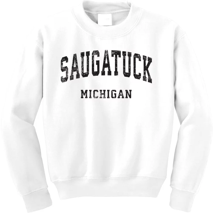 Saugatuck Michigan Mi Vintage Athletic Sports Design Kids Sweatshirt