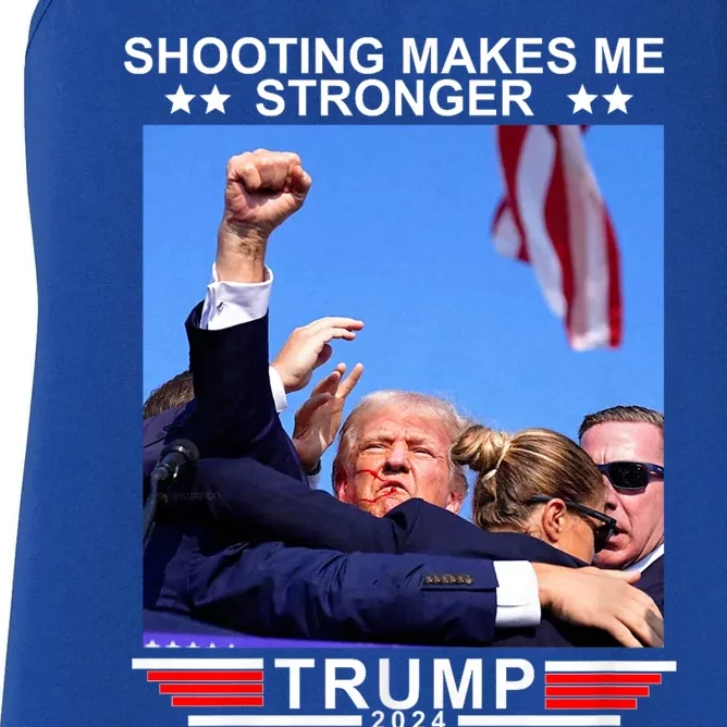 Shooting Makes Me Stronger Trump 2024 Women's Racerback Tank