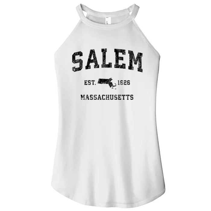 Salem Massachusetts Ma Vintage Established Athletic Sports Design Women’s Perfect Tri Rocker Tank