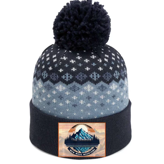 Stylish Move Mountains Mountain Climbing Graphic Design Premium The Baniff Cuffed Pom Beanie