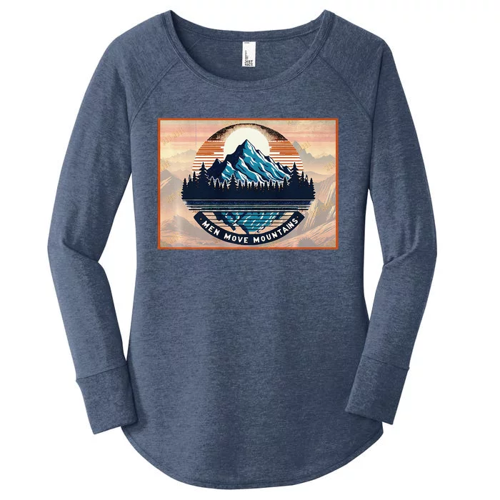 Stylish Move Mountains Mountain Climbing Graphic Design Premium Women's Perfect Tri Tunic Long Sleeve Shirt