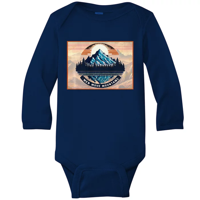 Stylish Move Mountains Mountain Climbing Graphic Design Premium Baby Long Sleeve Bodysuit