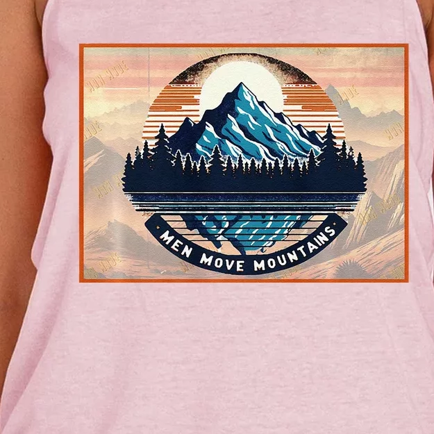 Stylish Move Mountains Mountain Climbing Graphic Design Premium Women's Knotted Racerback Tank