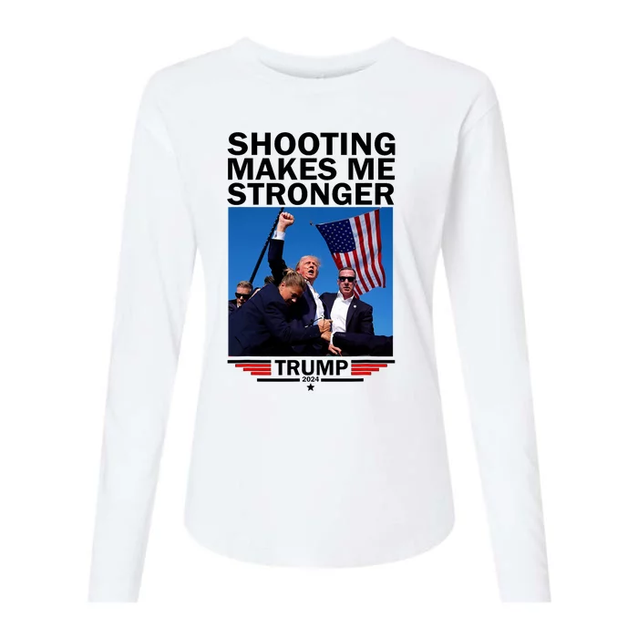 Shooting Makes Me Stronger Donald Trump 2024 Womens Cotton Relaxed Long Sleeve T-Shirt