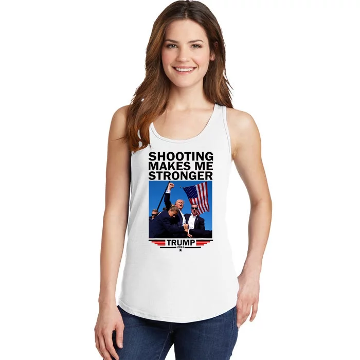 Shooting Makes Me Stronger Donald Trump 2024 Ladies Essential Tank