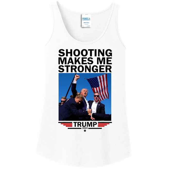 Shooting Makes Me Stronger Donald Trump 2024 Ladies Essential Tank