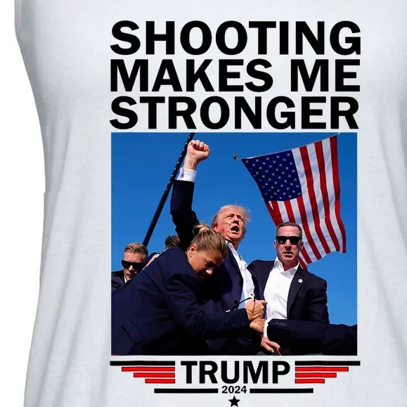 Shooting Makes Me Stronger Donald Trump 2024 Ladies Essential Flowy Tank