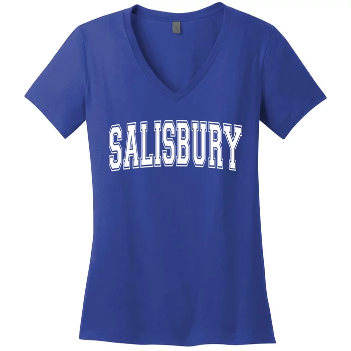 Salisbury Md Maryland Usa Vintage Sports Varsity Style Funny Gift Women's V-Neck T-Shirt