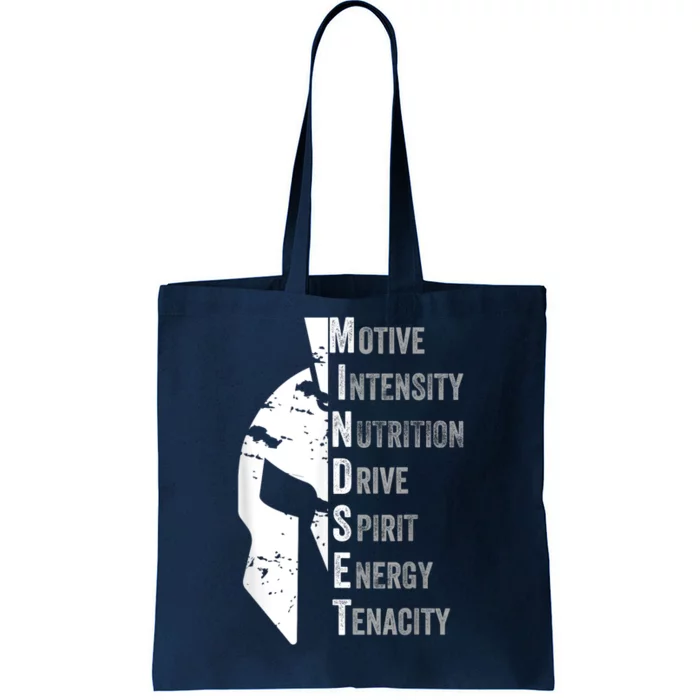 Spartan Mindset Motivational Inspirational Quote Graphic Tote Bag