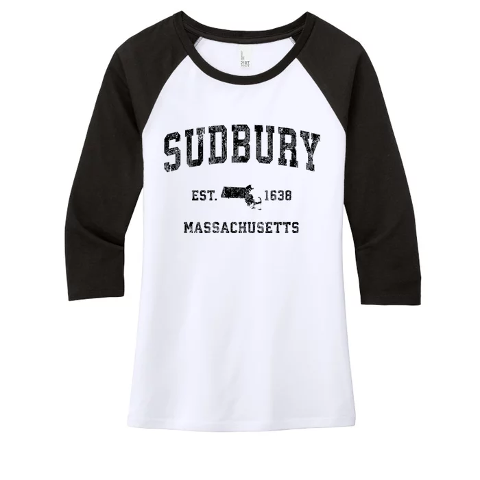 Sudbury Massachusetts Ma Vintage Established Athletic Sports Design Women's Tri-Blend 3/4-Sleeve Raglan Shirt