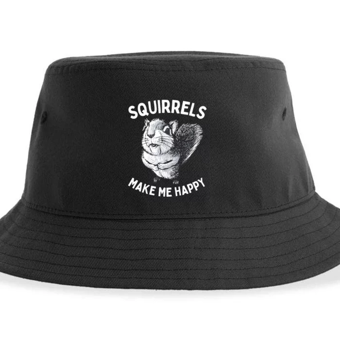 Squirrel Make Me Happy Funny Squirrel Lover Sustainable Bucket Hat