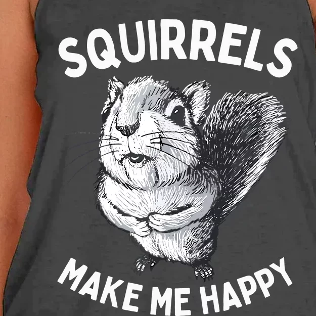 Squirrel Make Me Happy Funny Squirrel Lover Women's Knotted Racerback Tank