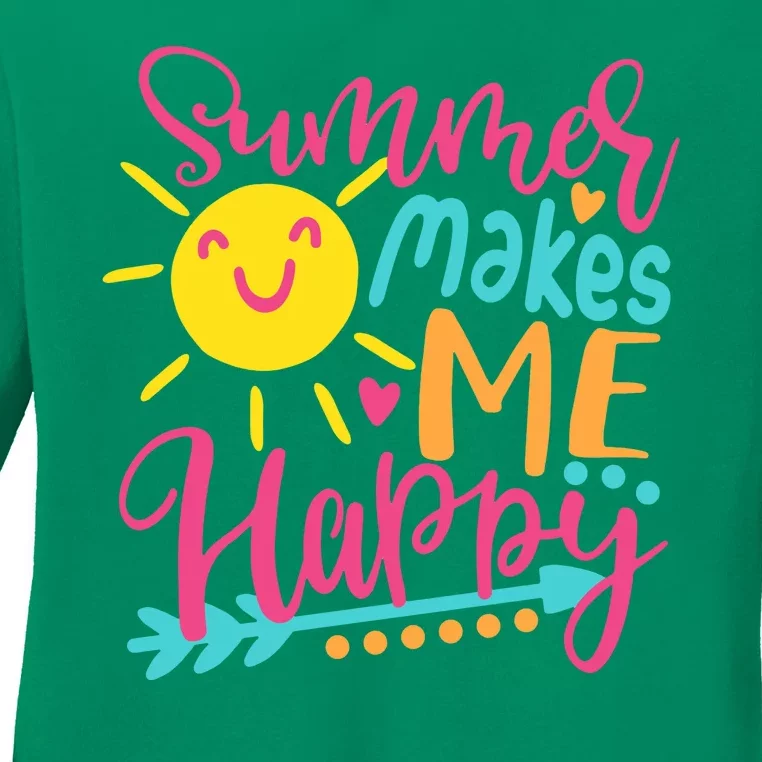 Summer Makes Me Happy Ladies Long Sleeve Shirt